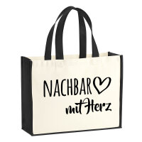 Jutetasche Nachbar mit Herz 21 Liter Black