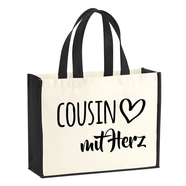 Jutetasche Cousin mit Herz 21 Liter Black