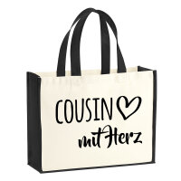 Jutetasche Cousin mit Herz 21 Liter Black