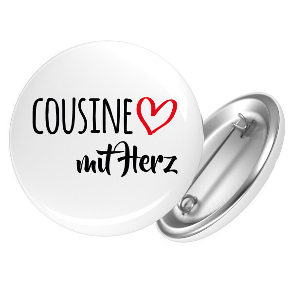 Button Cousine mit Herz