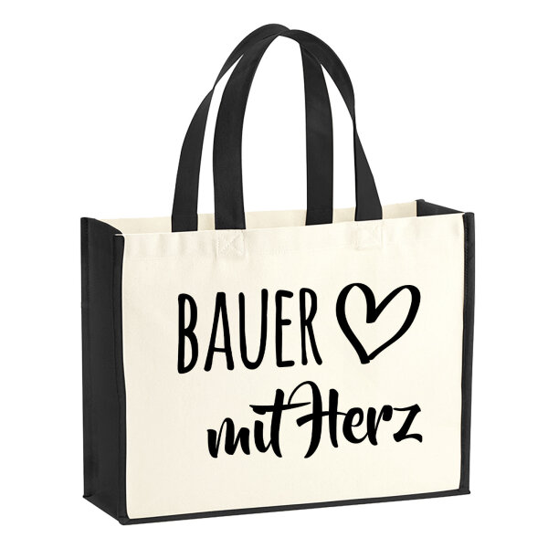 Jutetasche Bauer mit Herz 21 Liter Black