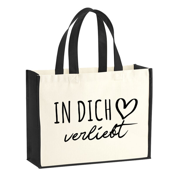 Jutetasche In dich verliebt 21 Liter Black