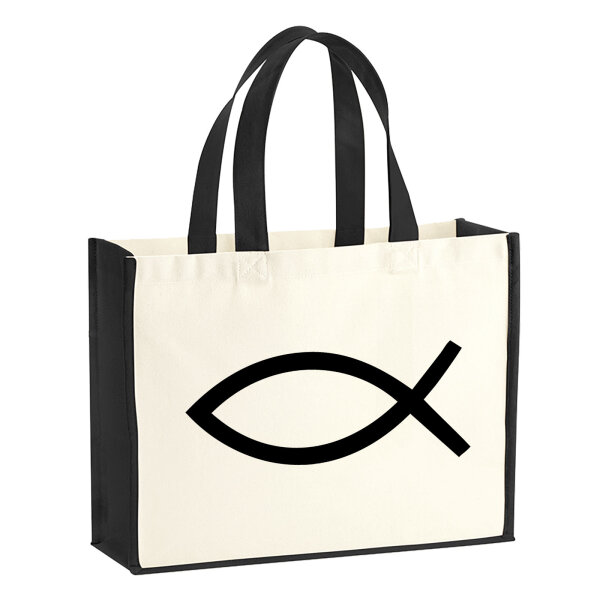 Jutetasche Fische Symbol 21 Liter Black