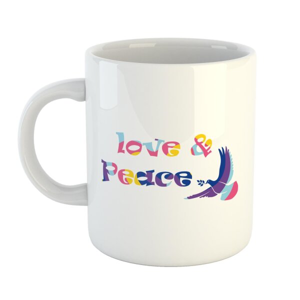 Kaffeetasse Love & Peace Taube Weiß 330ml