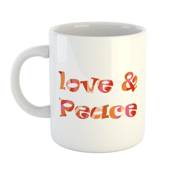 Kaffeetasse Love & Peace 70s Weiß 330ml