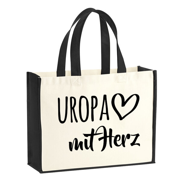 Jutetasche Uropa mit Herz 21 Liter Black
