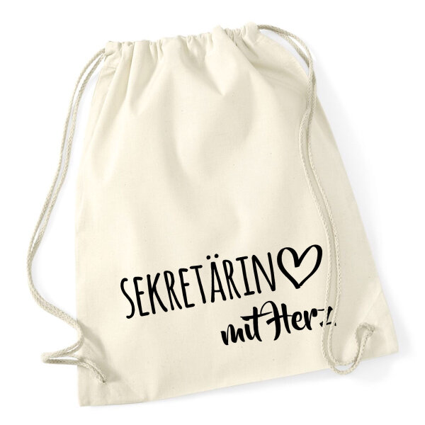 Turnbeutel Sekretärin mit Herz 12 Liter