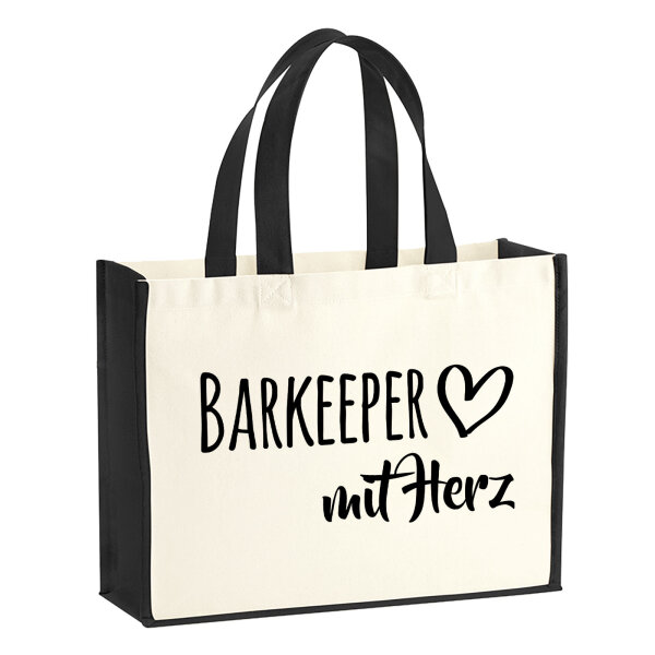 Jutetasche Barkeeper mit Herz 21 Liter Black