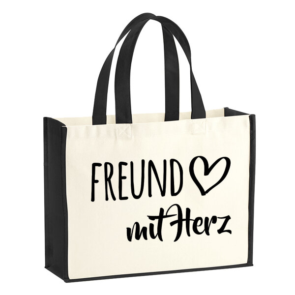 Jutetasche Freund mit Herz 21 Liter Black