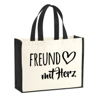 Jutetasche Freund mit Herz 21 Liter Black