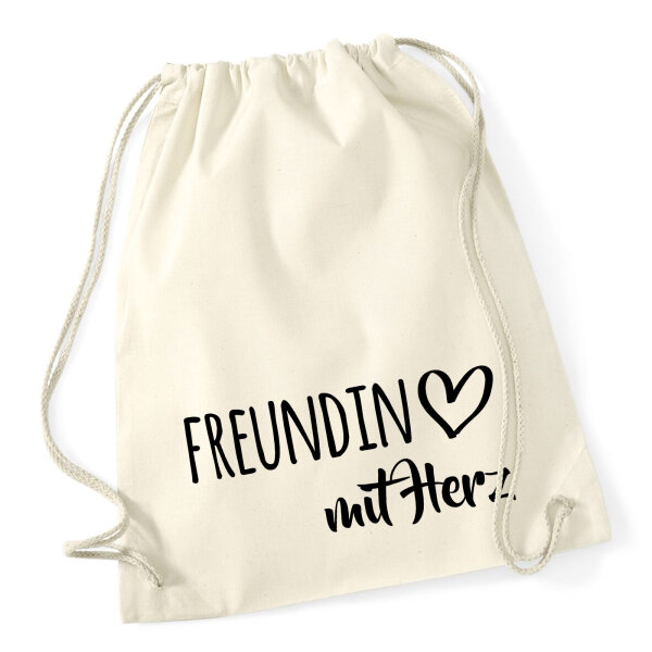 Turnbeutel Freundin mit Herz 12 Liter