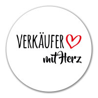 Aufkleber Verkäufer mit Herz 10cm Sticker
