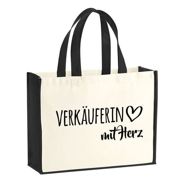 Jutetasche Verkäuferin mit Herz 21 Liter Black