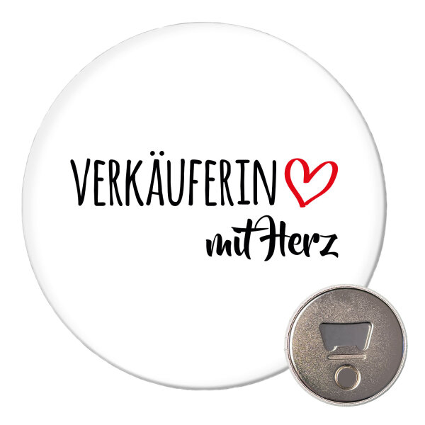 Magnet Verkäuferin mit Herz 59mm Kühlschrankmagnet Flaschenöffner