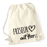 Turnbeutel Friseur mit Herz 12 Liter