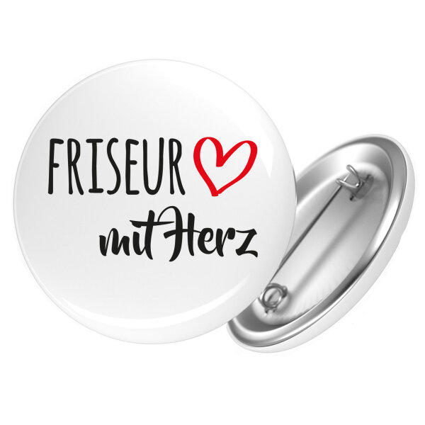Button Friseur mit Herz