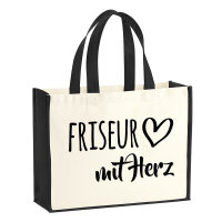 Jutetasche Friseur mit Herz 21 Liter Black
