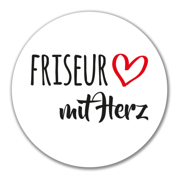 Aufkleber Friseur mit Herz 10cm Sticker