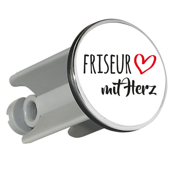 Waschbeckenstöpsel Friseur mit Herz 4cm Abflussstopfen