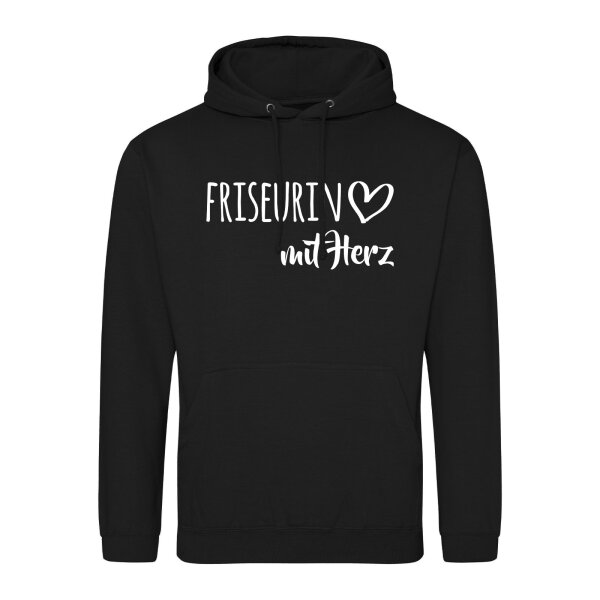 Unisex Hoodie Friseurin mit Herz Größe S-3XL