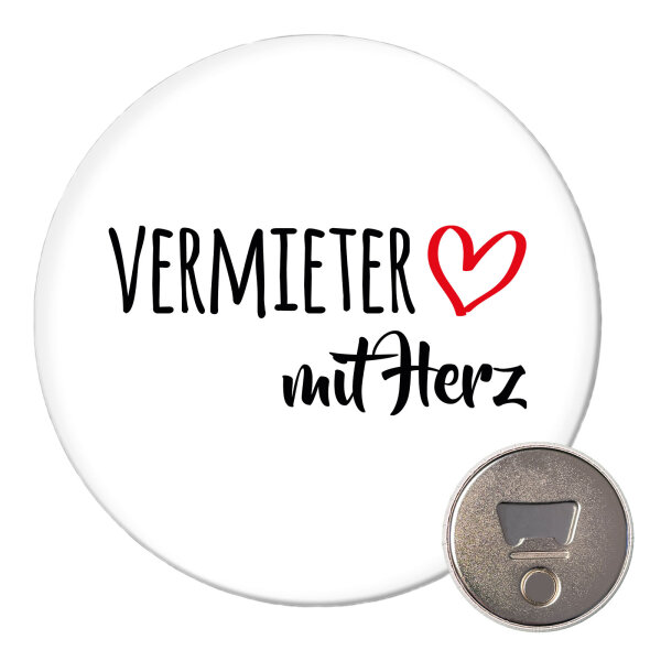 Magnet Vermieter mit Herz 59mm Kühlschrankmagnet Flaschenöffner