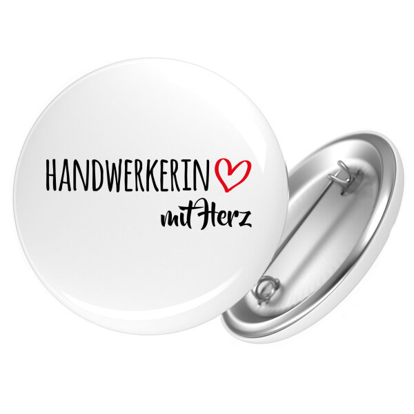 Button Handwerkerin mit Herz