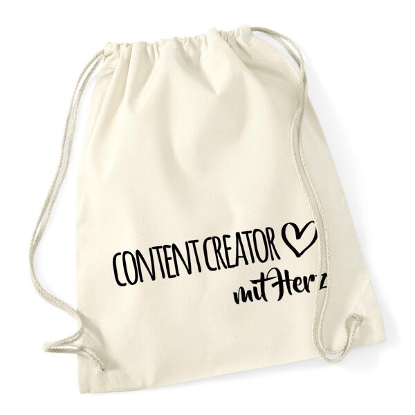 Turnbeutel Content Creator mit Herz 12 Liter