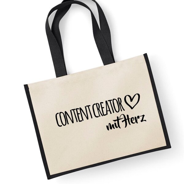 Jutetasche Content Creator mit Herz Black 21 Liter