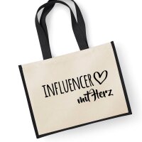 Jutetasche Influencer mit Herz Black 21 Liter