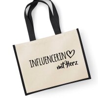 Jutetasche Influencerin mit Herz Black 21 Liter