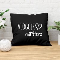 Kissen Vlogger mit Herz40x40cm