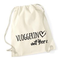 Turnbeutel Vloggerin mit Herz 12 Liter
