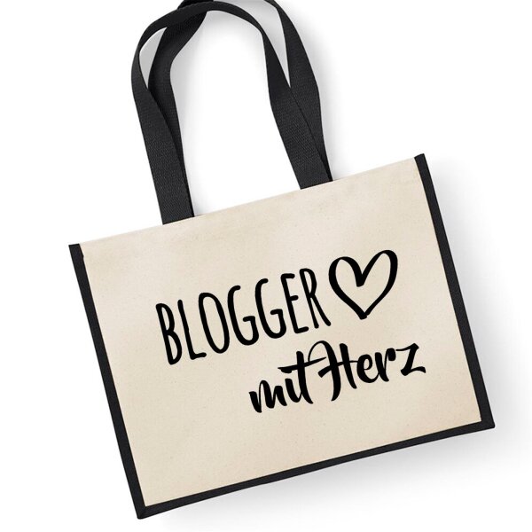 Jutetasche Blogger mit Herz Black 21 Liter