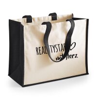 Jutetasche Ralitystar mit Herz Black 21 Liter