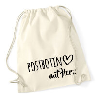 Turnbeutel Postbotin mit Herz 12 Liter