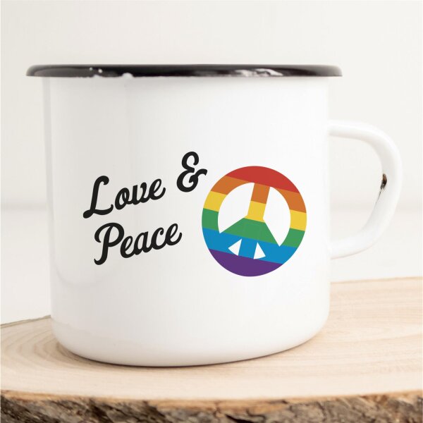 Emaille Tasse Love & Peace Vintage 300ml