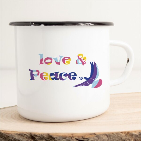 Emaille Tasse Love & Peace Vintage 300ml