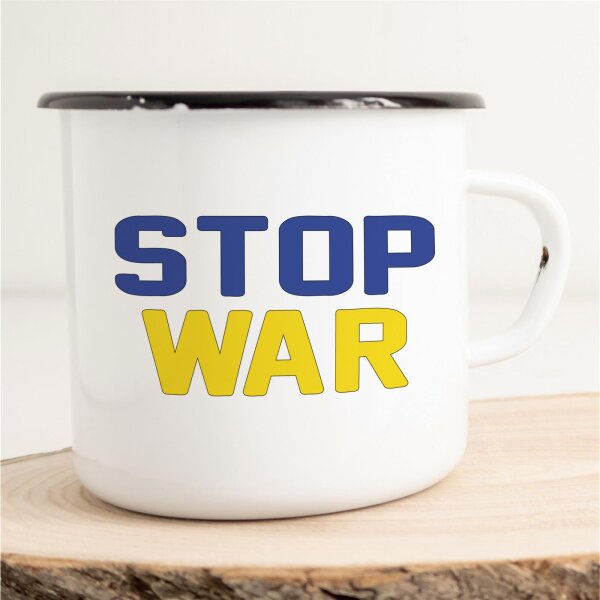 Emaille Tasse Stop War Vintage 300ml