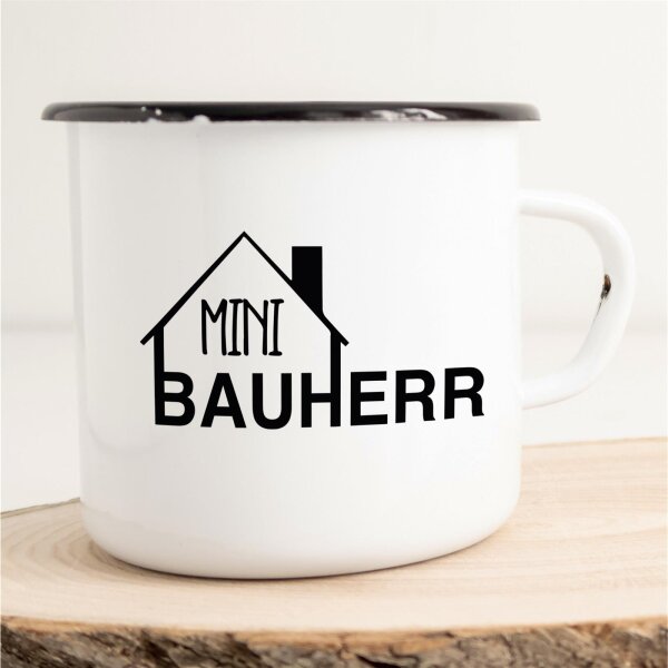 Emaille Tasse Mini Bauherr Vintage 300ml
