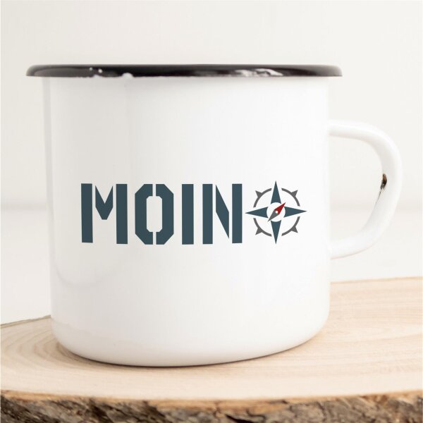 Emaille Tasse Moin Kompass Vintage 300ml