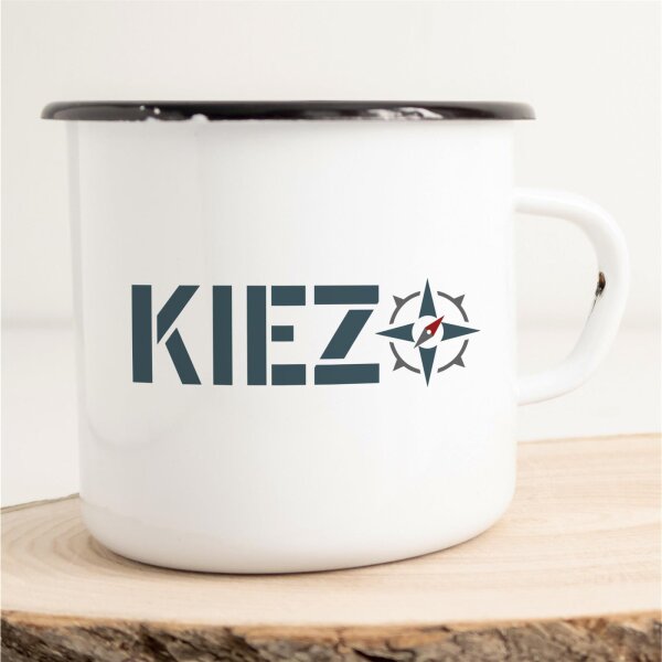 Emaille Tasse Kiez Kompass Vintage 300ml