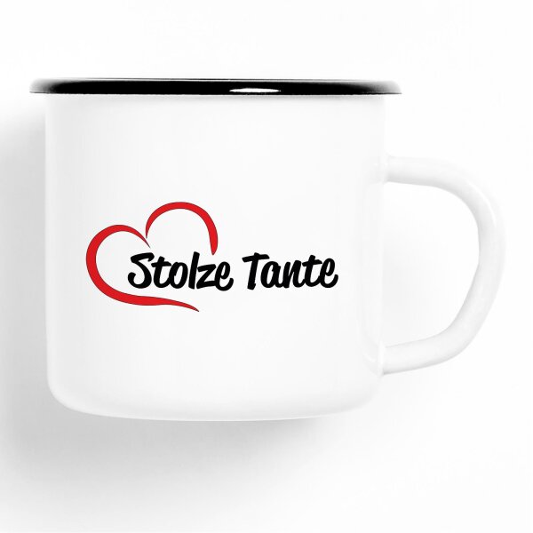 Emaille Tasse Stolze Tante Vintage 300ml