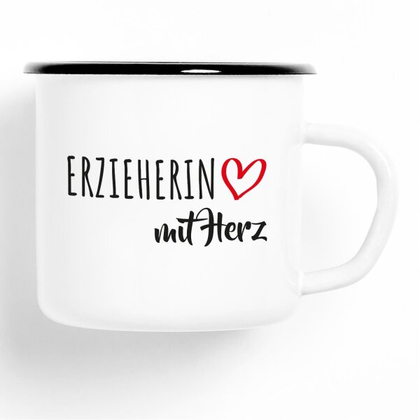 Emaille Tasse Erzieherin Vintage 300ml