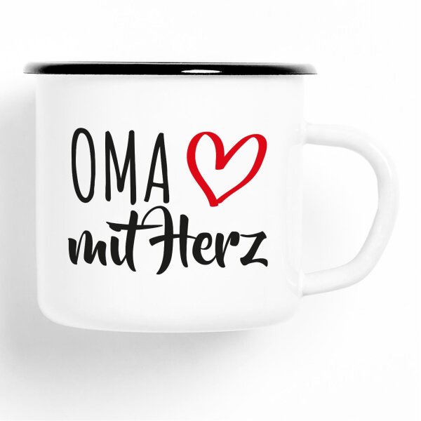 Emaille Tasse Oma Vintage 300ml