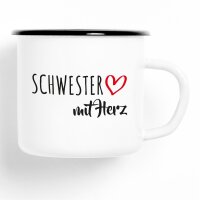 Emaille Tasse Schwester Vintage 300ml