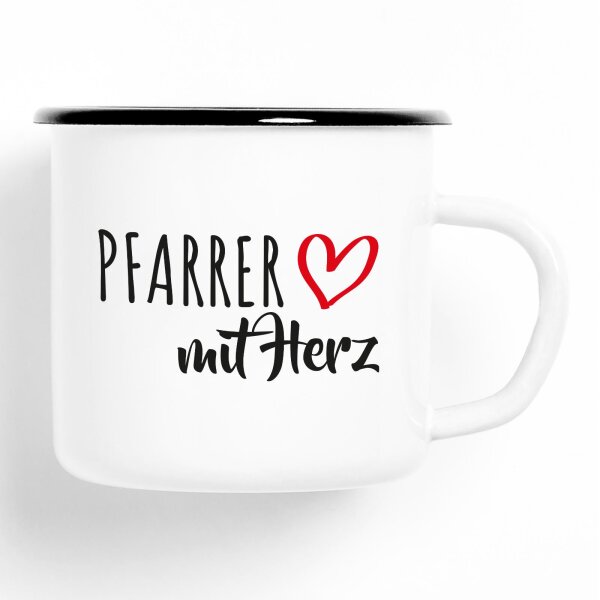 Emaille Tasse Pfarrer Vintage 300ml