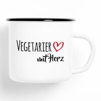 Emaille Tasse Vegetarier Vintage 300ml