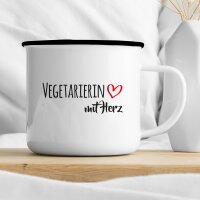 Emaille Tasse Vegetarierin Vintage 300ml