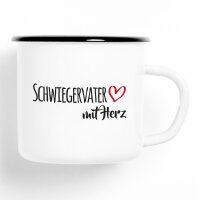 Emaille Tasse Schwiegervater Vintage 300ml
