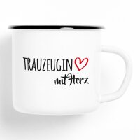 Emaille Tasse Trauzeugin Vintage 300ml
